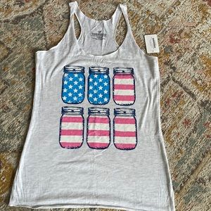 Large mason jar patriotic tank top